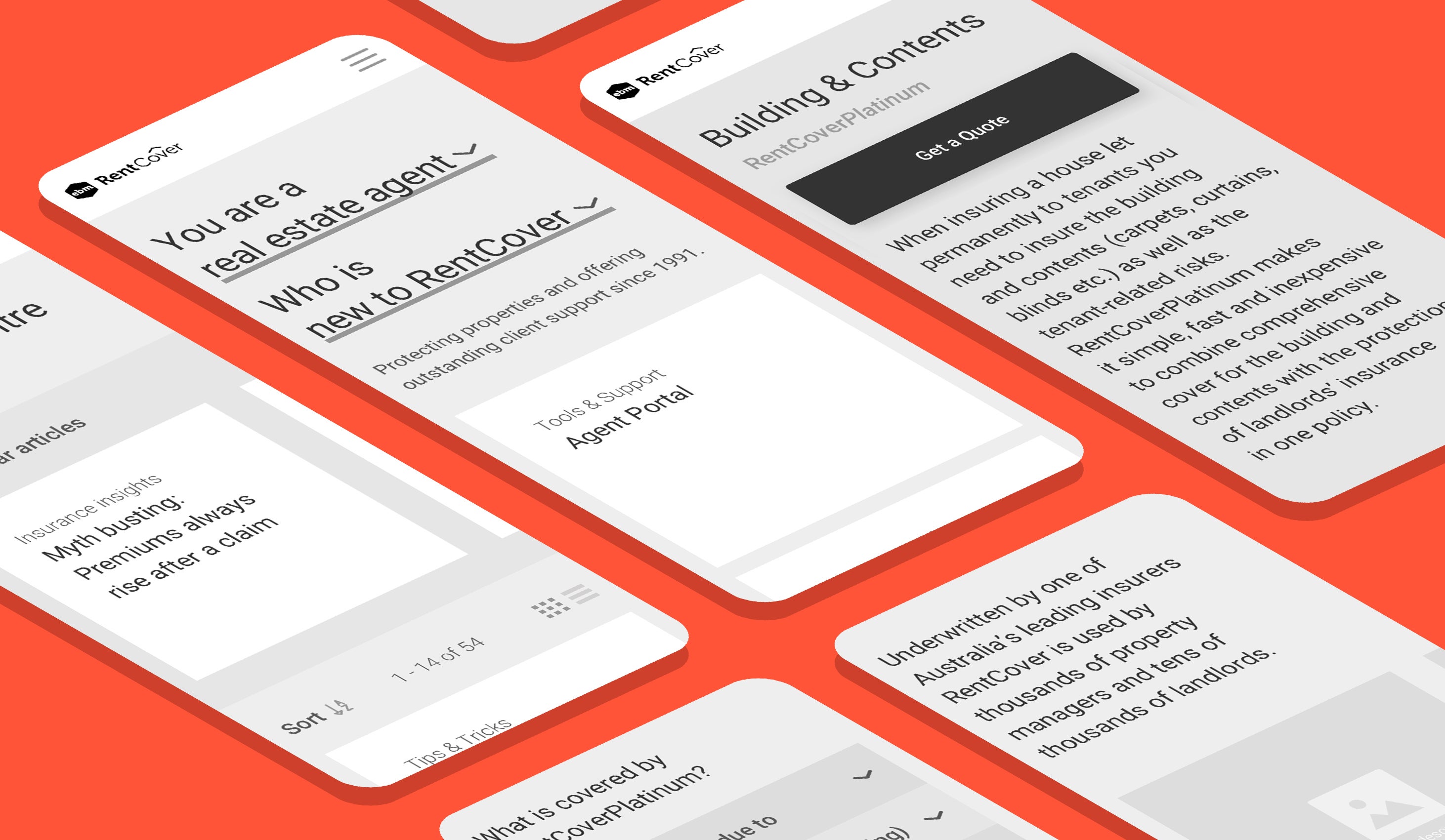 RentCover wireframes