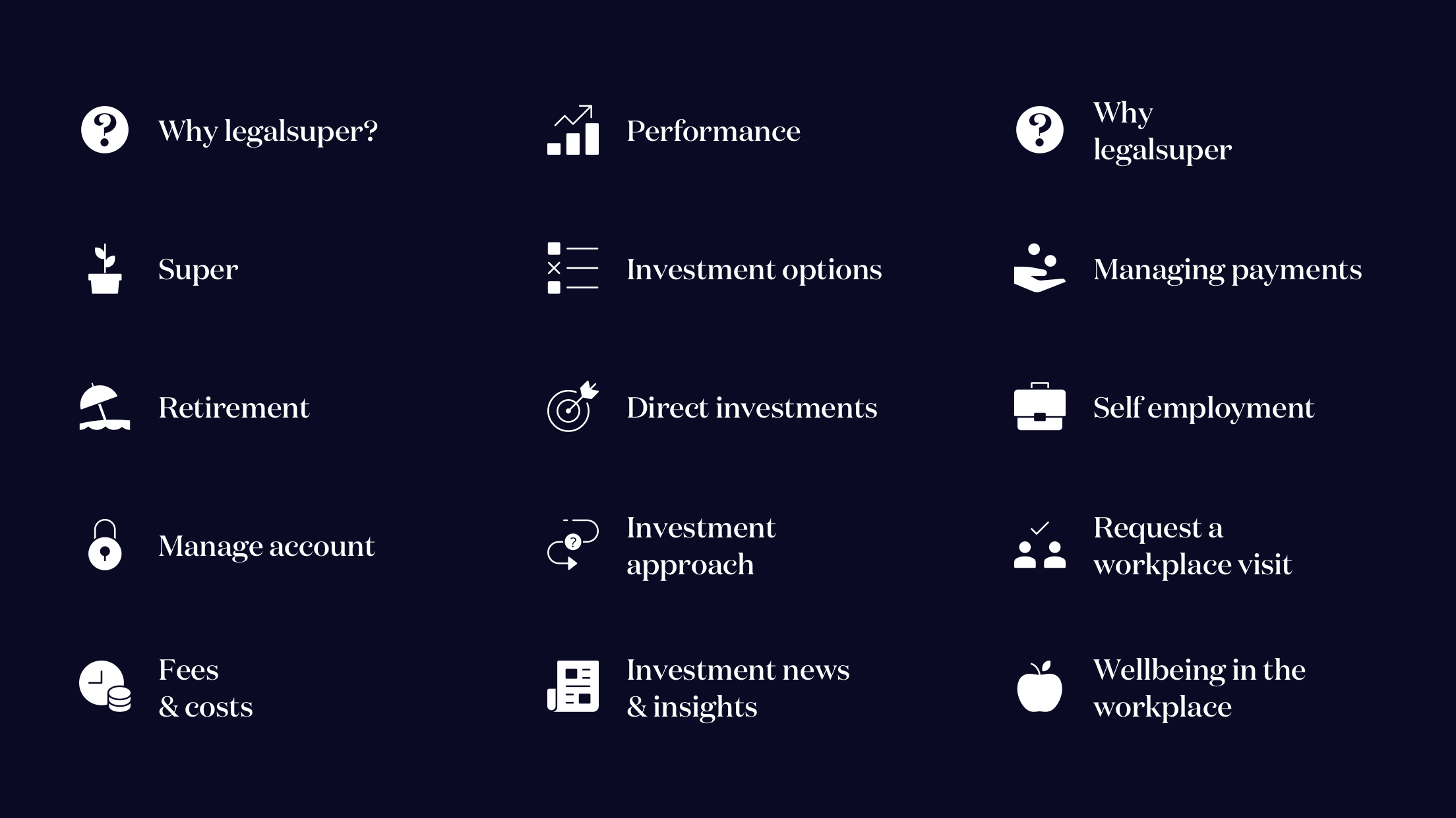 legalsuper menu icons