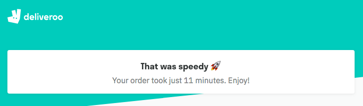 Screenshot from Deliveroo showing delivery time of 11 minutes.