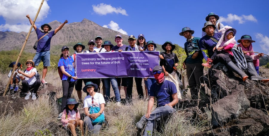Luminary's Bali team participating in the Mt Batur Reforestation Festival, 2019.