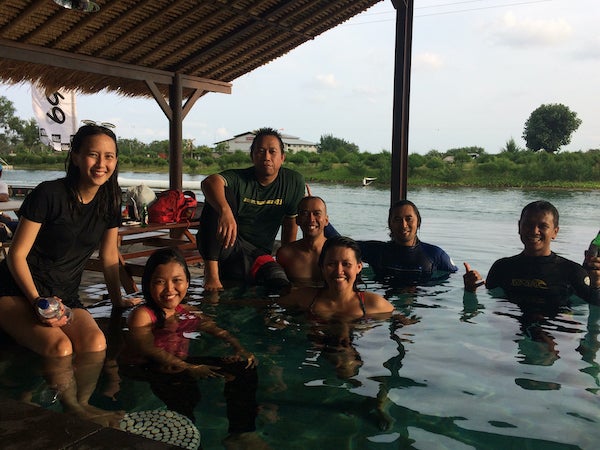 Bali team in the water