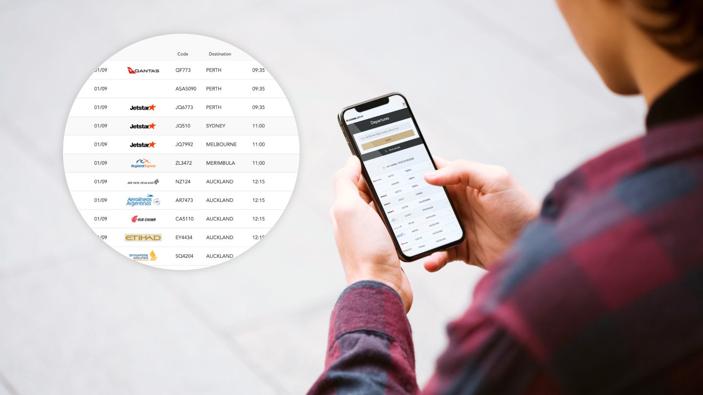 Flight information on mobile phone