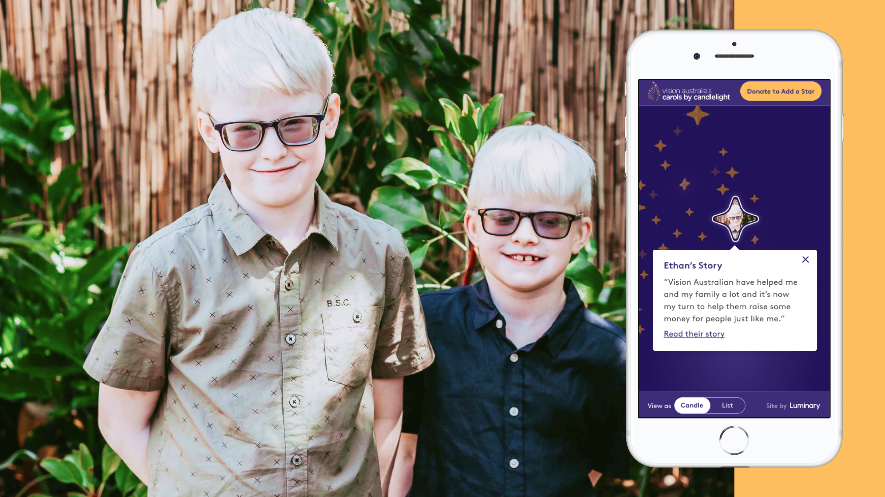 Ethan's story on the Carols by Candlelight website