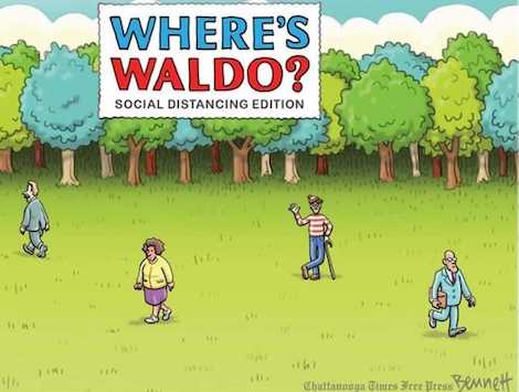 Where's Waldo - social distancing edition - cartoon