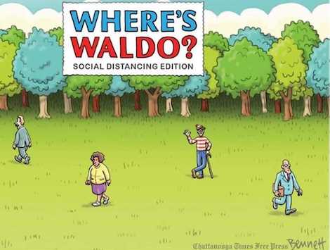 Where's Waldo - social distancing edition - cartoon