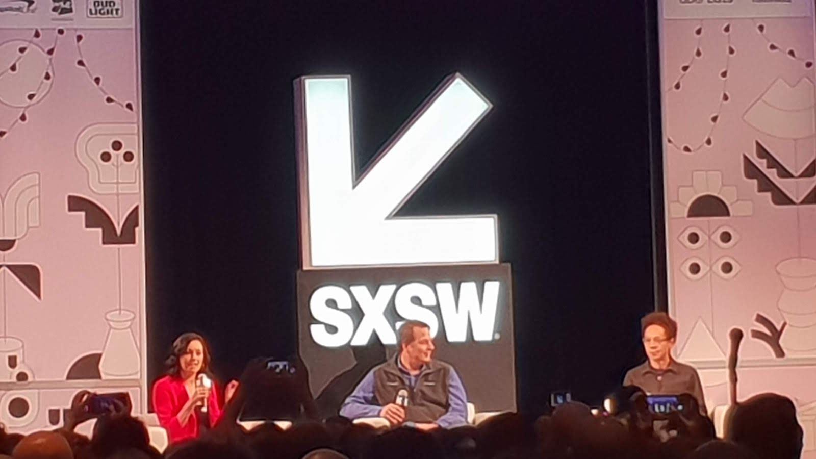 Chris Urmson and Malcolm Gladwell on stage at SXSW 2019