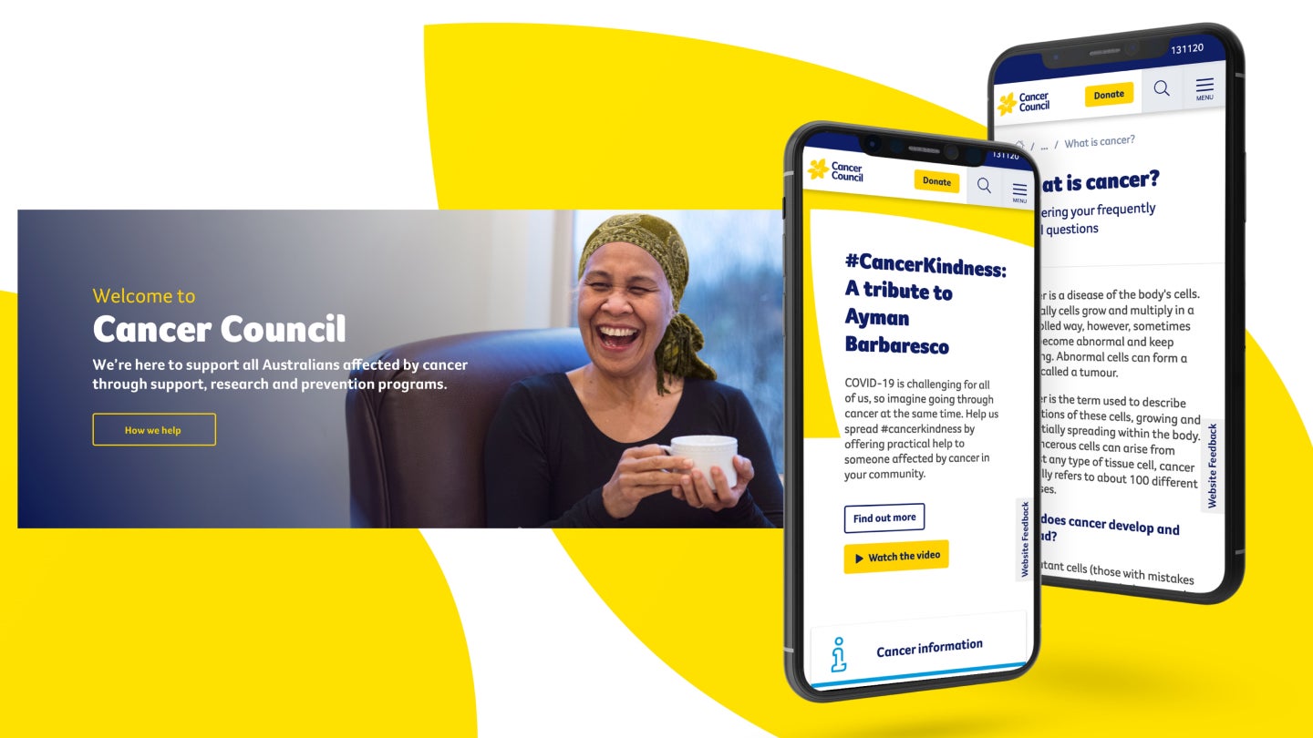 Cancer Council website on mobile