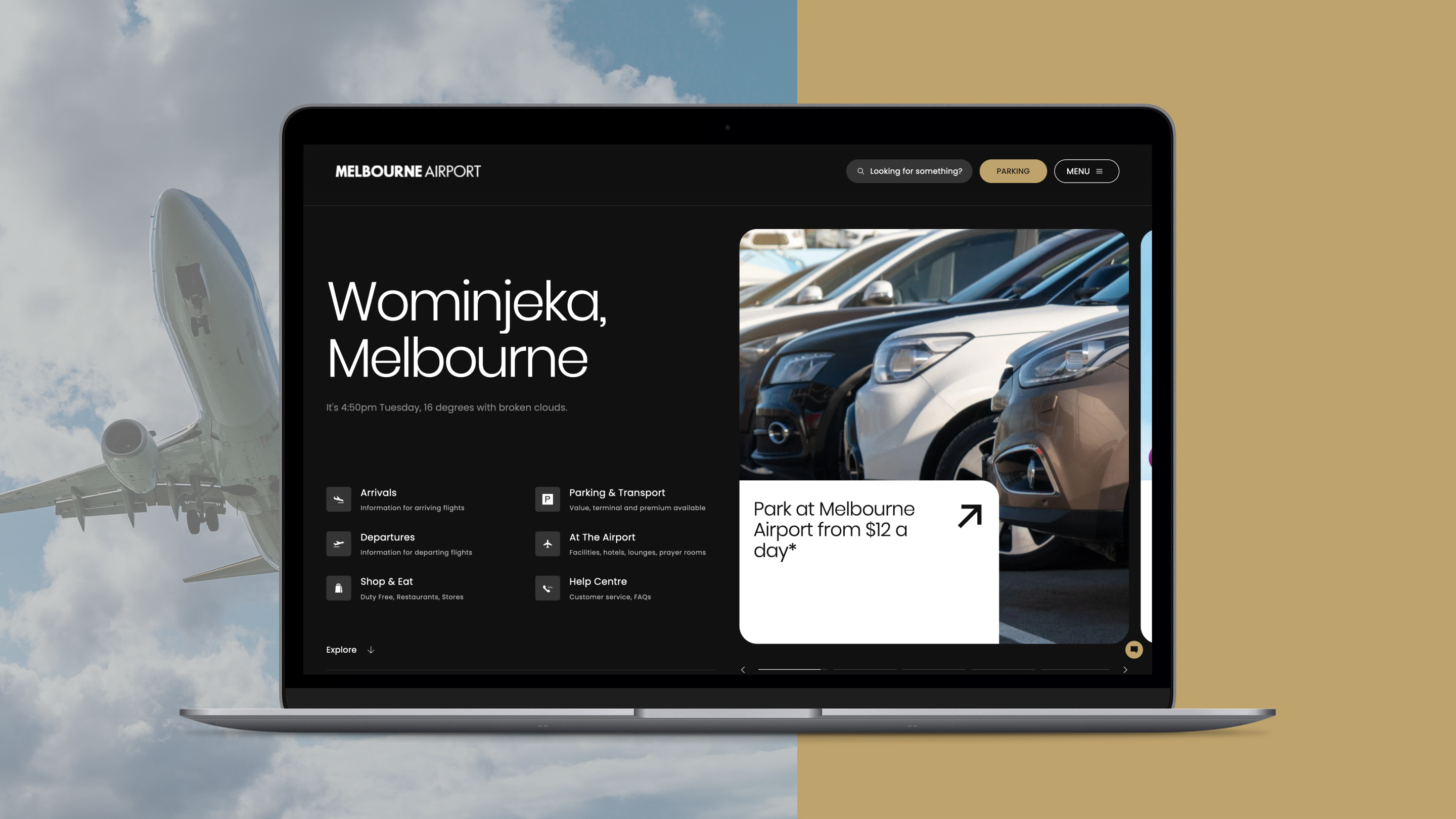 Melbourne Airport website home page