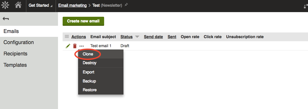Cloning an email in Kentico