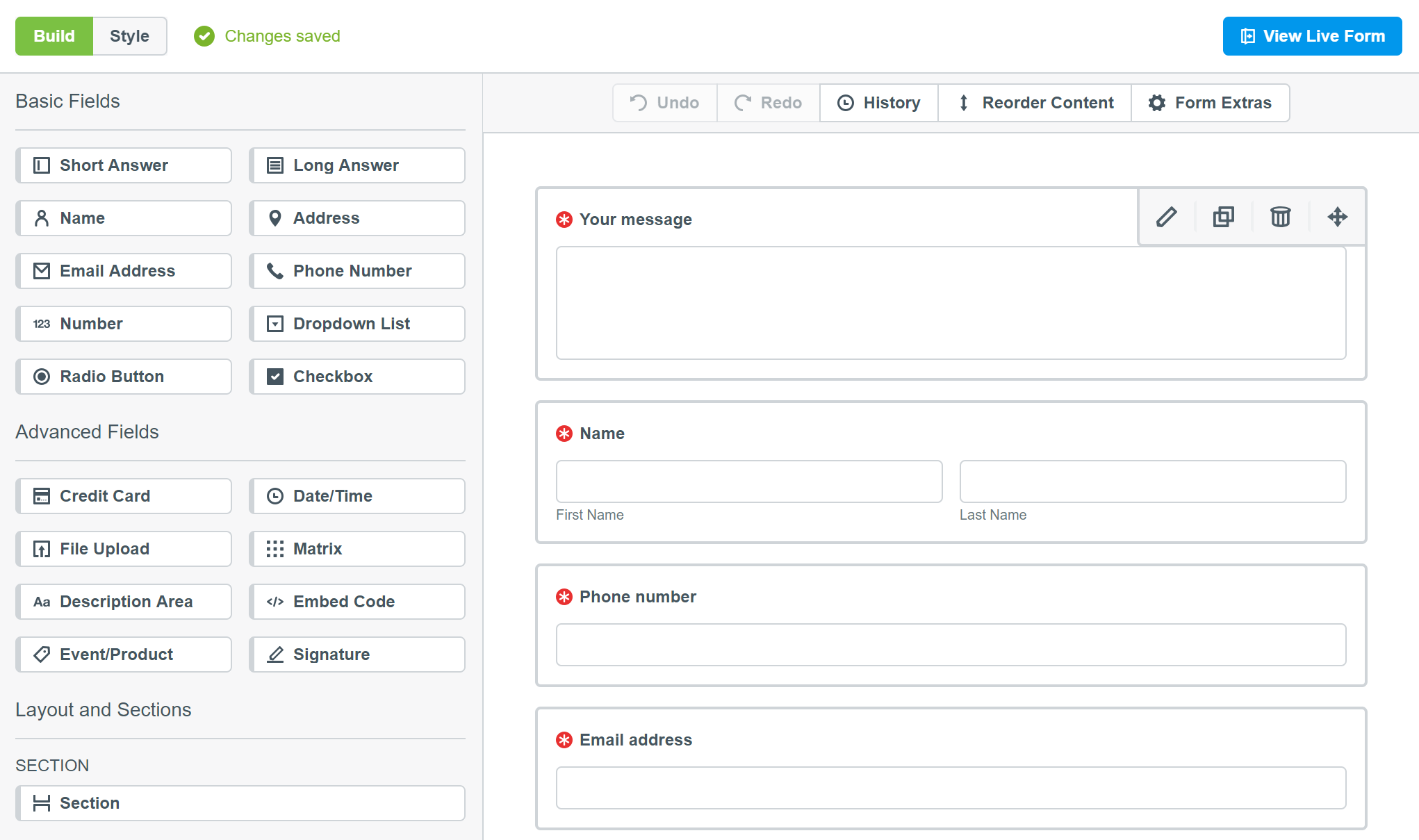 Formstack form builder screenshot