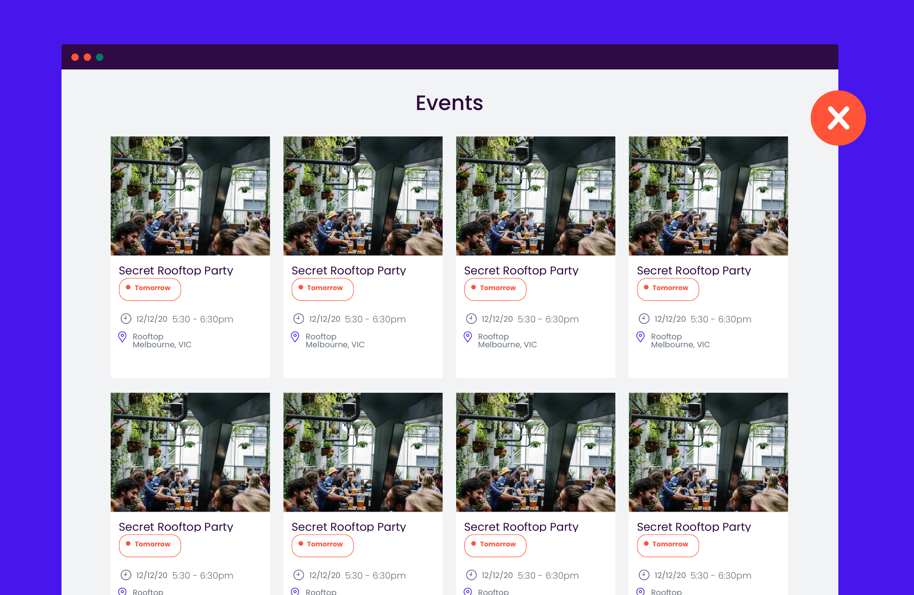 Event page without design QA