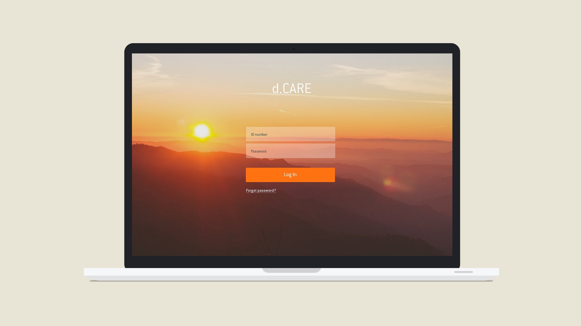 d.CARE web app log-in page