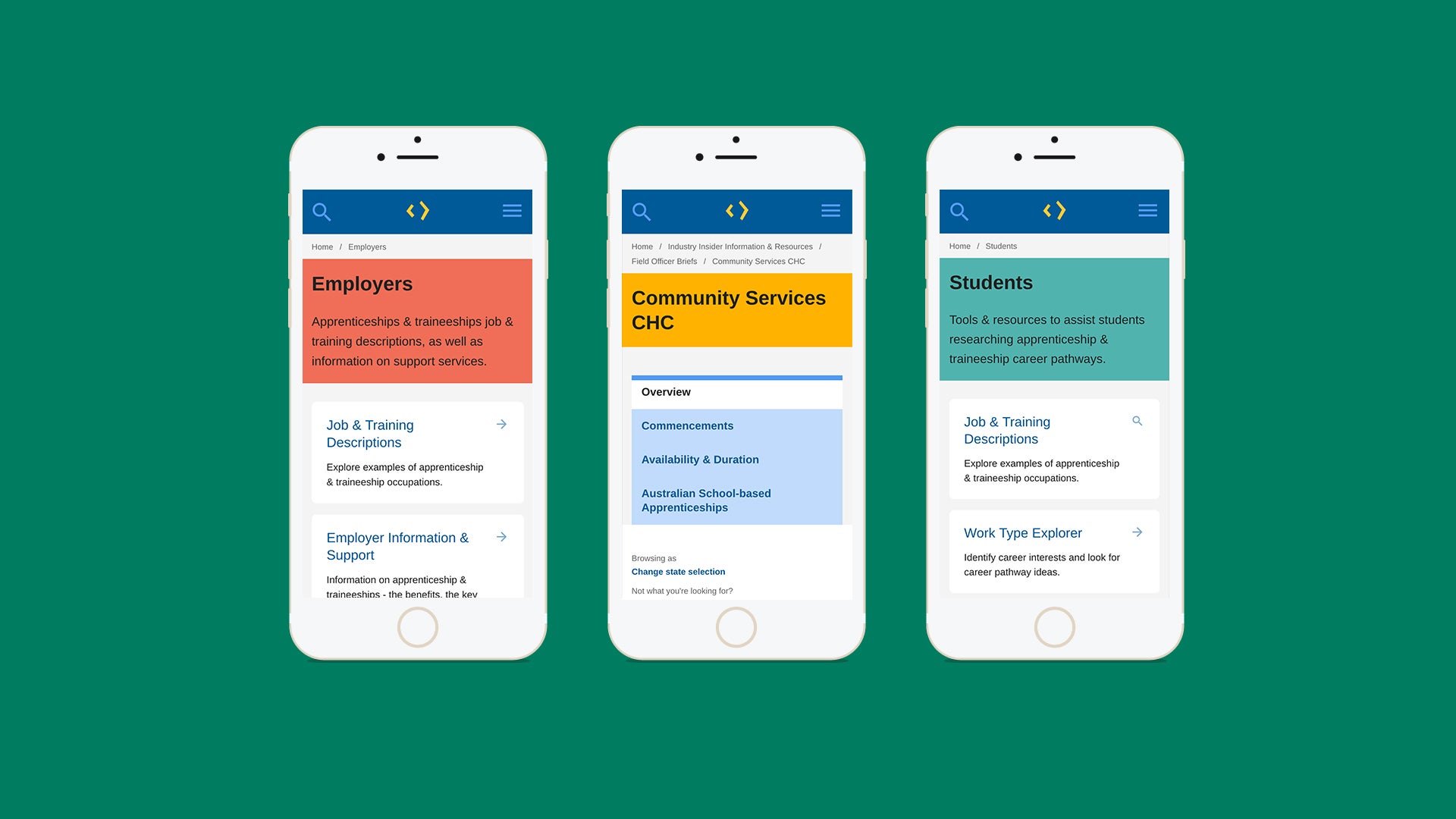 Australian Apprenticeship Pathways website on a mobile device