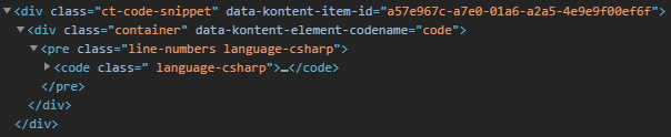 HTML code snippet with Smart Link SDK attributes