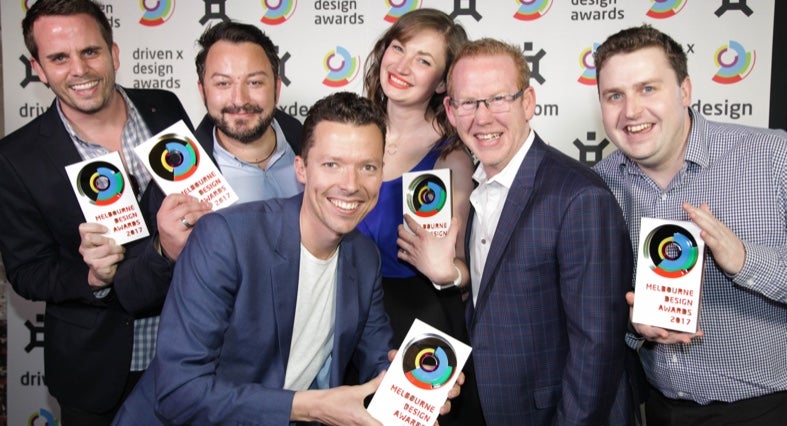 Team members receiving Melbourne Design Awards