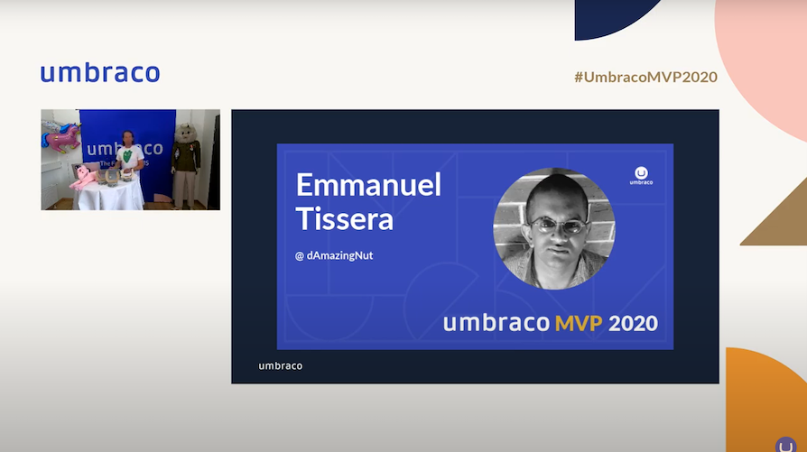 Screenshot of the video announcement of Emmanuel as Umbraco MVP 