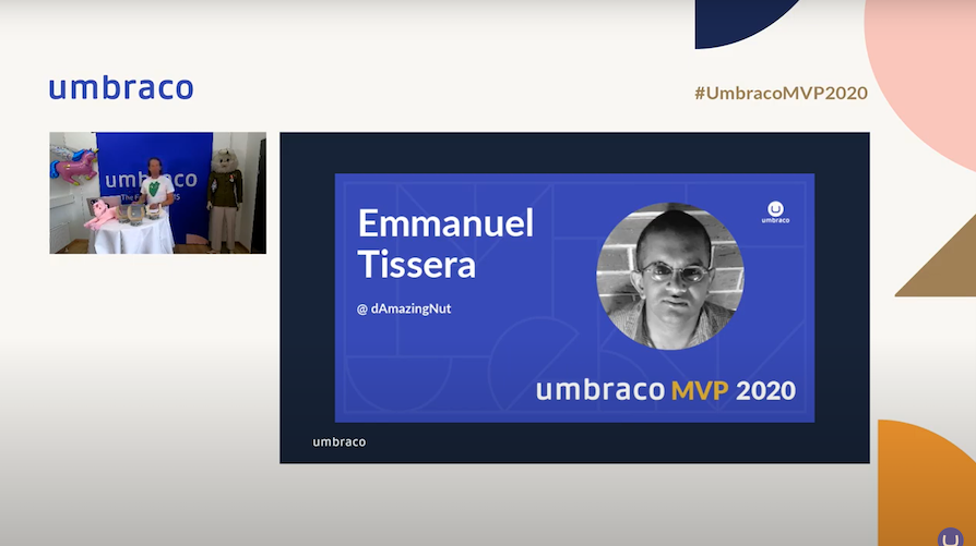 Screenshot of the video announcement of Emmanuel as Umbraco MVP