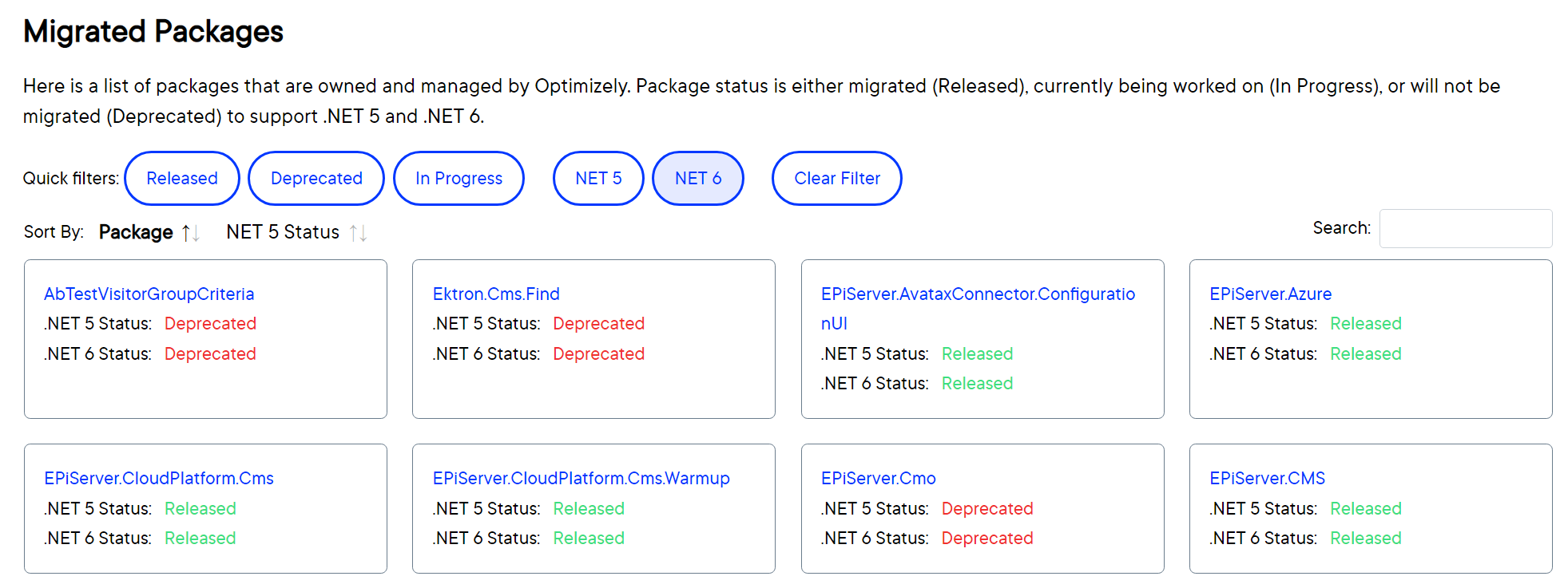 Migrated packages