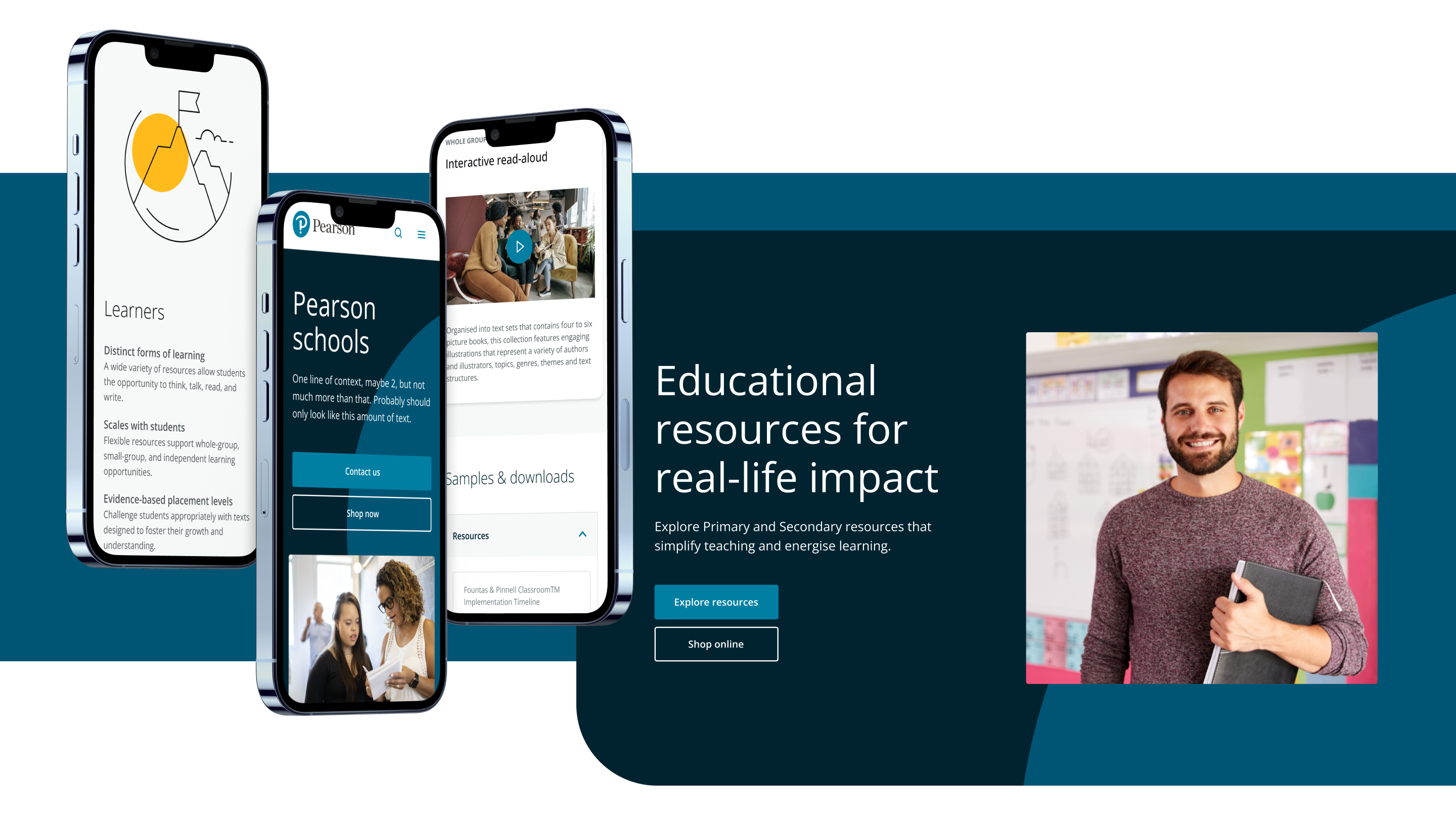 Picture of the Pearson website and mobile apps