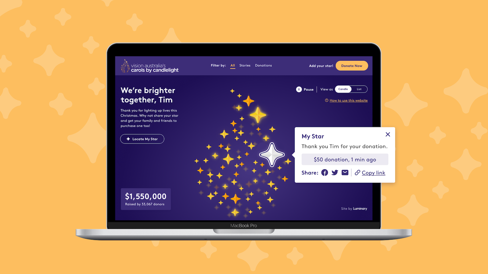 Carols by Candlelight campaign website 