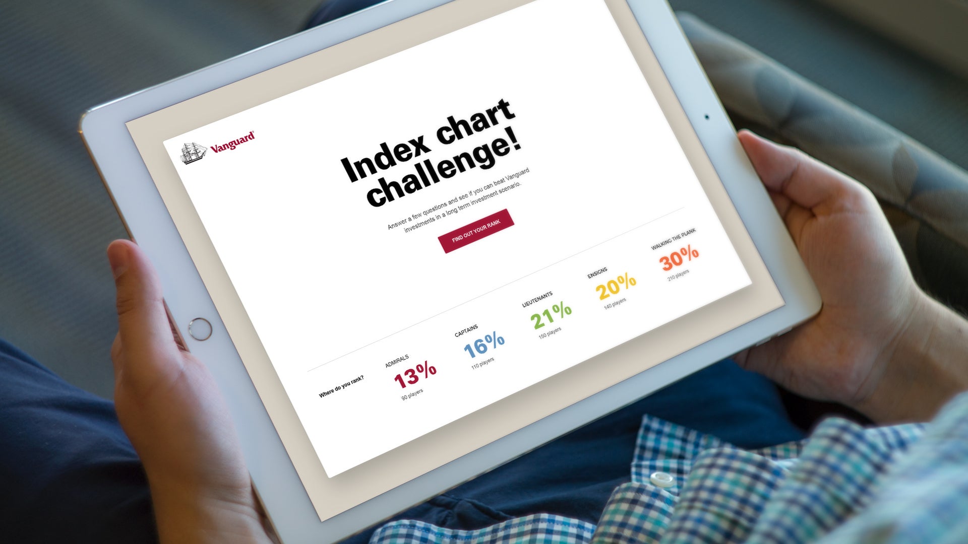 Vanguard-index-chart-challenge website on a tablet device
