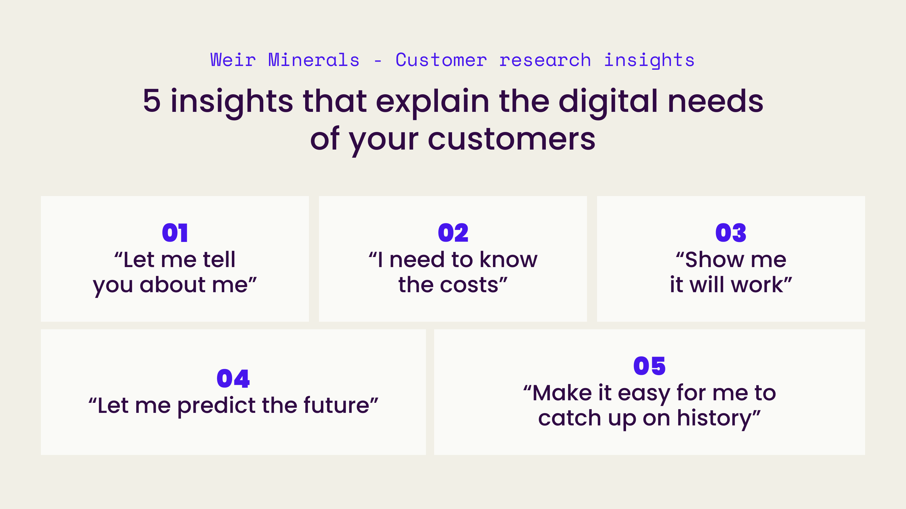 Weir - customer research insights