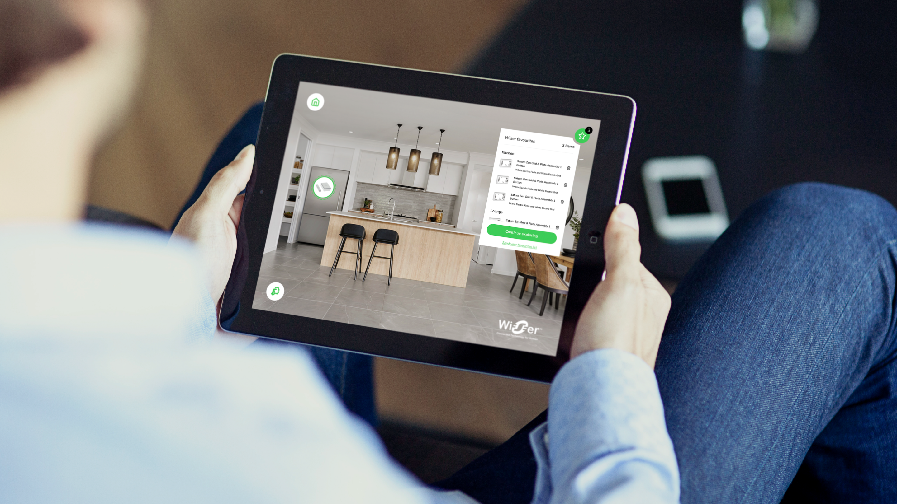 Wiser Smart Home app on tablet
