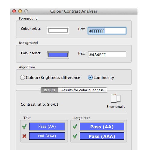 Hero Contrast Analyser