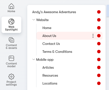 Web Spotlight set up for multi-channel