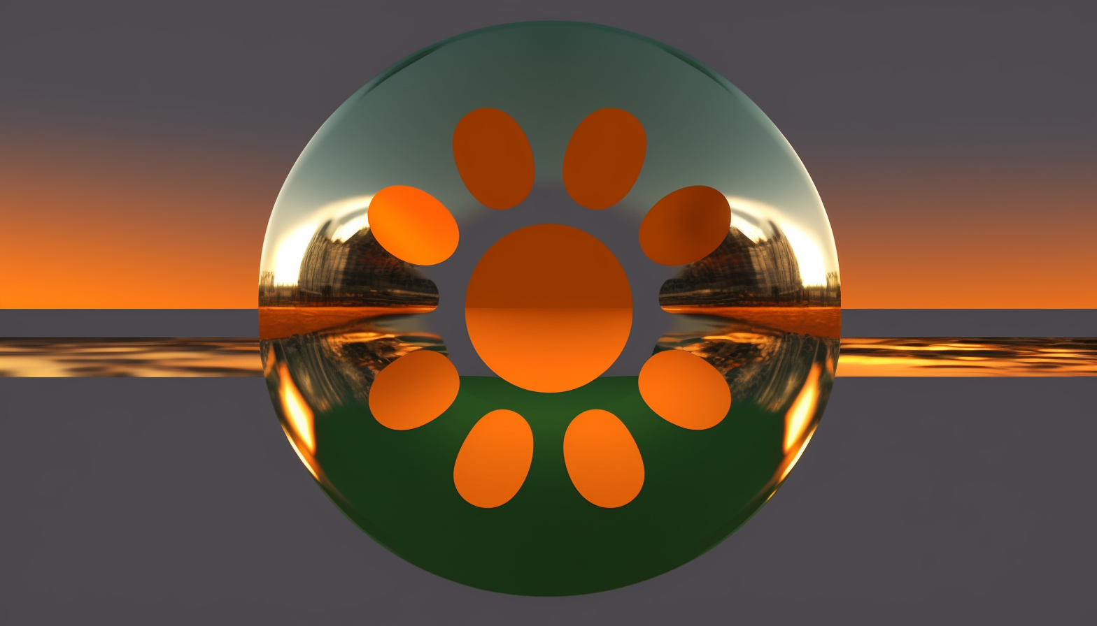 A stylised version of the Kentico logo in front of a sunset