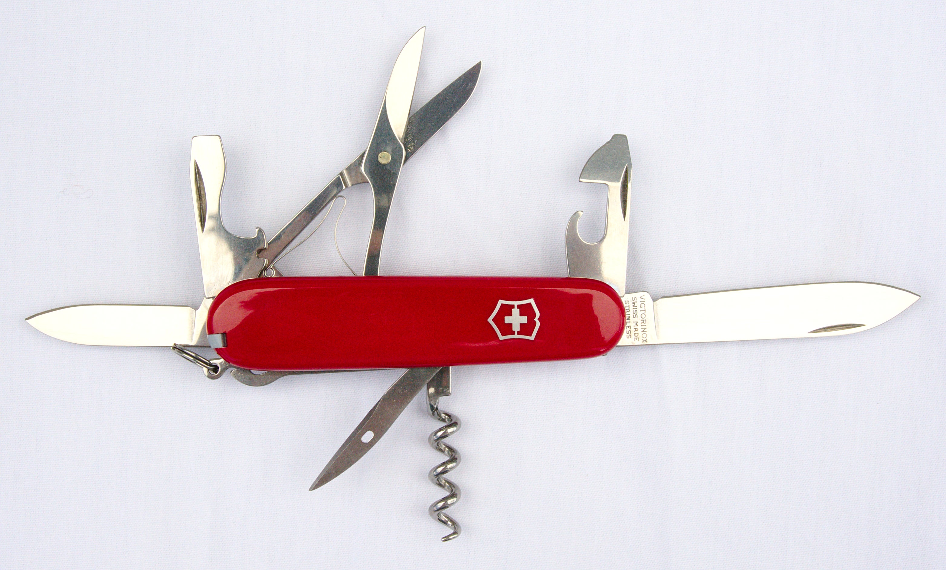 Swiss army knife, expanded to show its many included tools