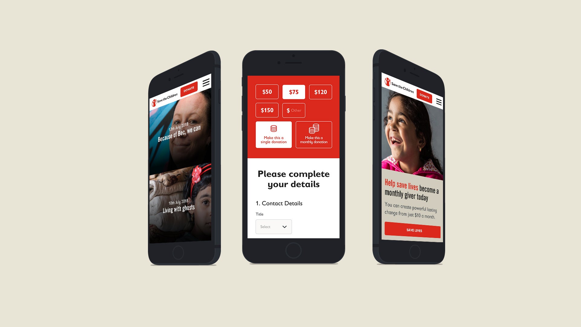 Save the Children website on mobile phones
