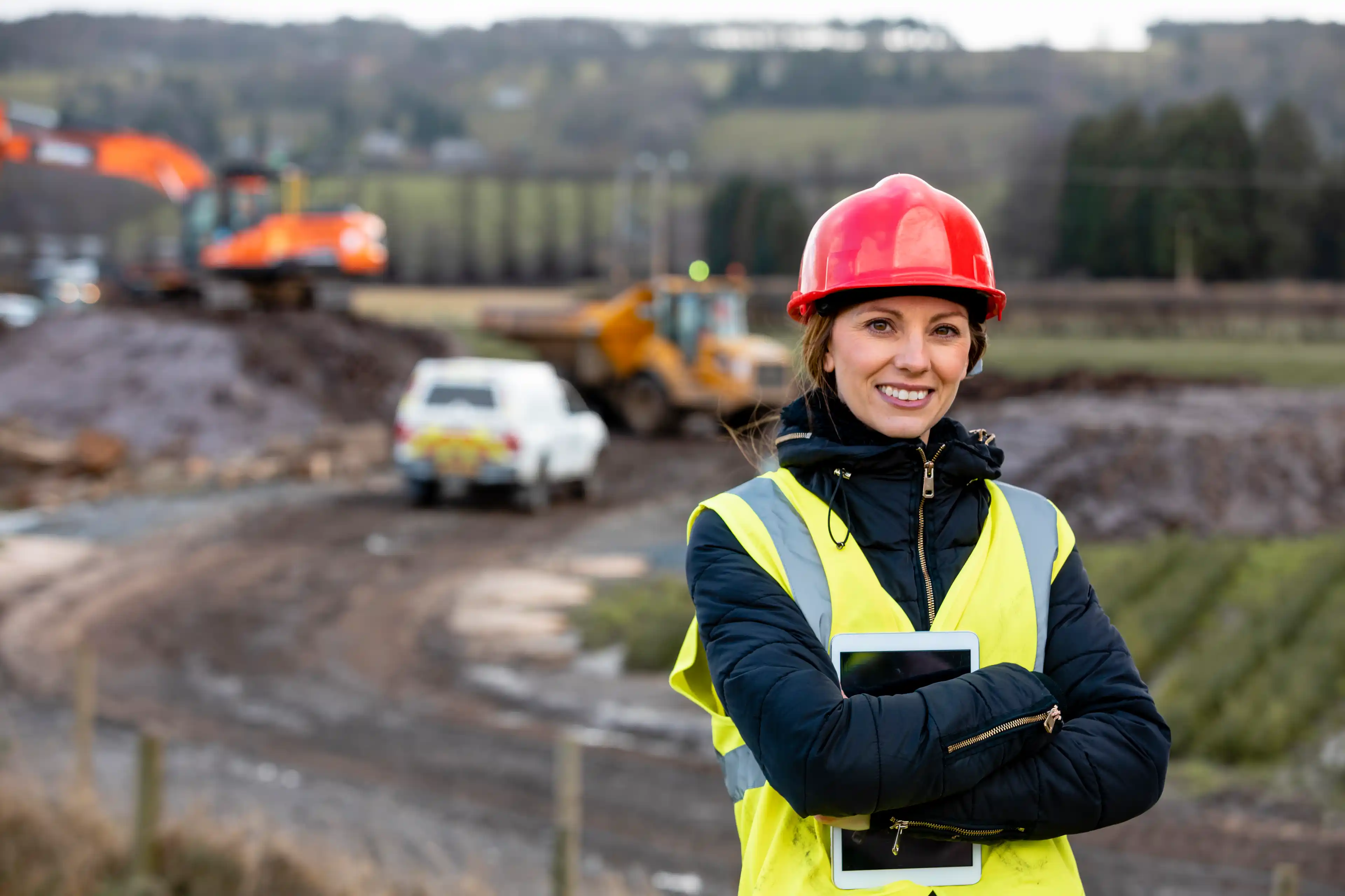 Lady overseeing work on a construction site