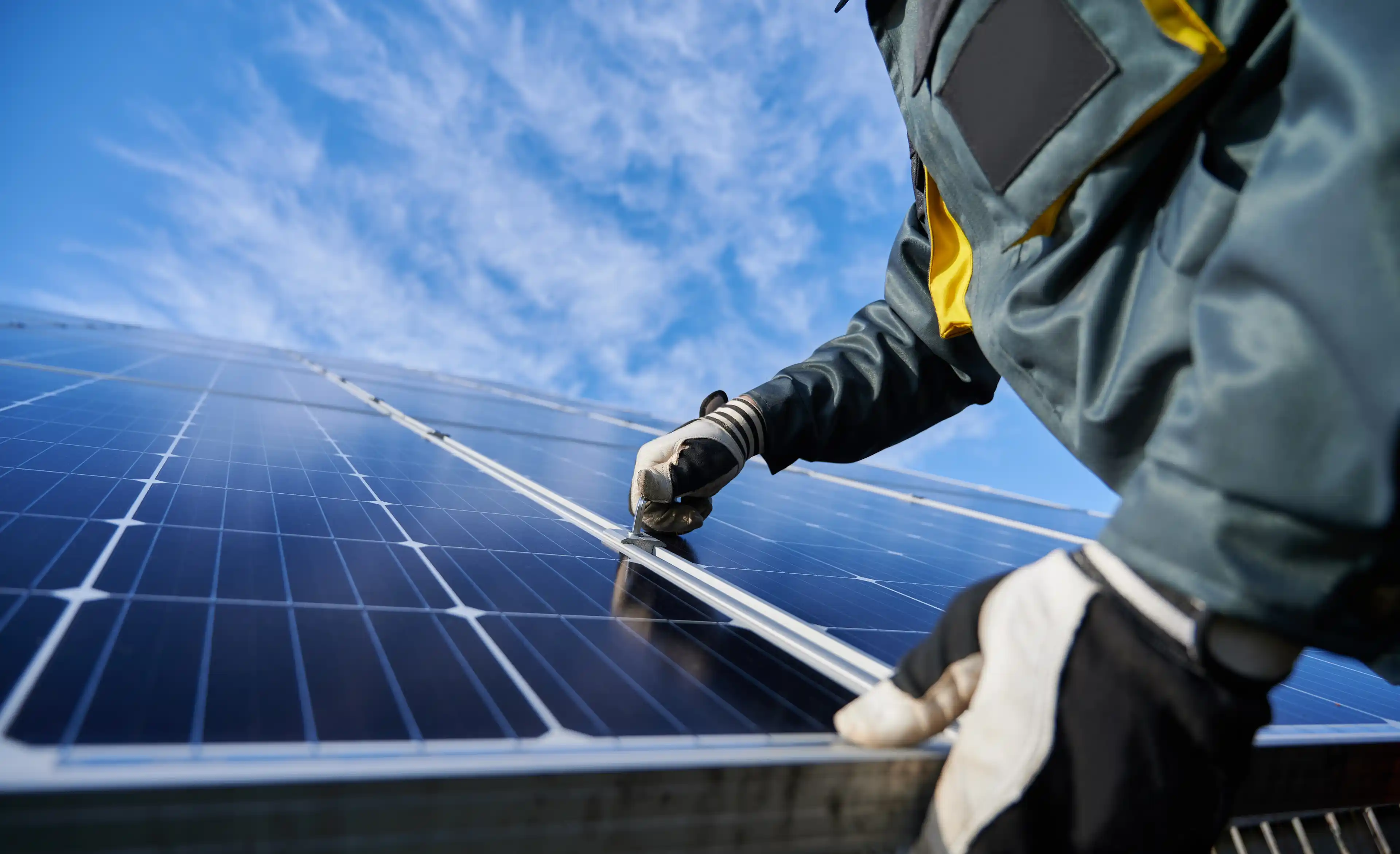 engineer installing solar panels 