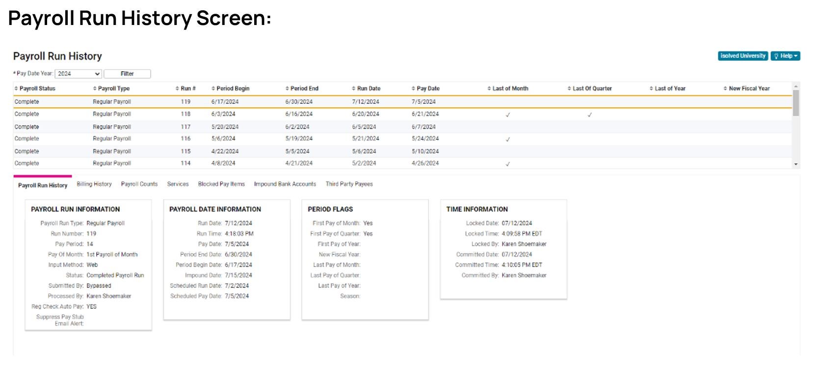 Payroll Run History