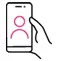 Icon of hand holding cellphone 