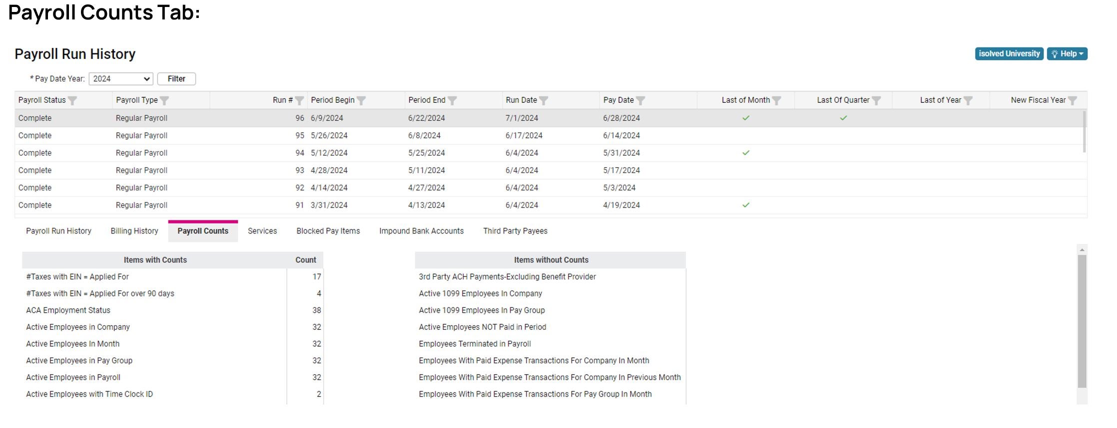 Payroll Counts Tab