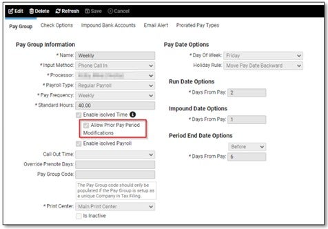 Prior Pay Period Modifications