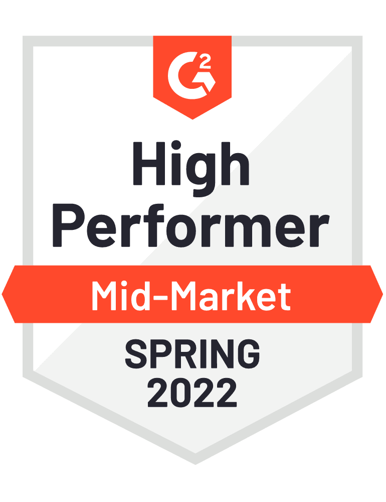 G2 High Performer Mid-Market Spring 2022 Badge