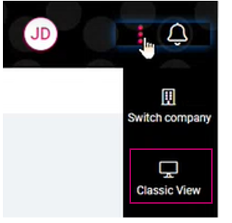 A dropdown menu in isolved People Cloud that allows switching the to Classic View.