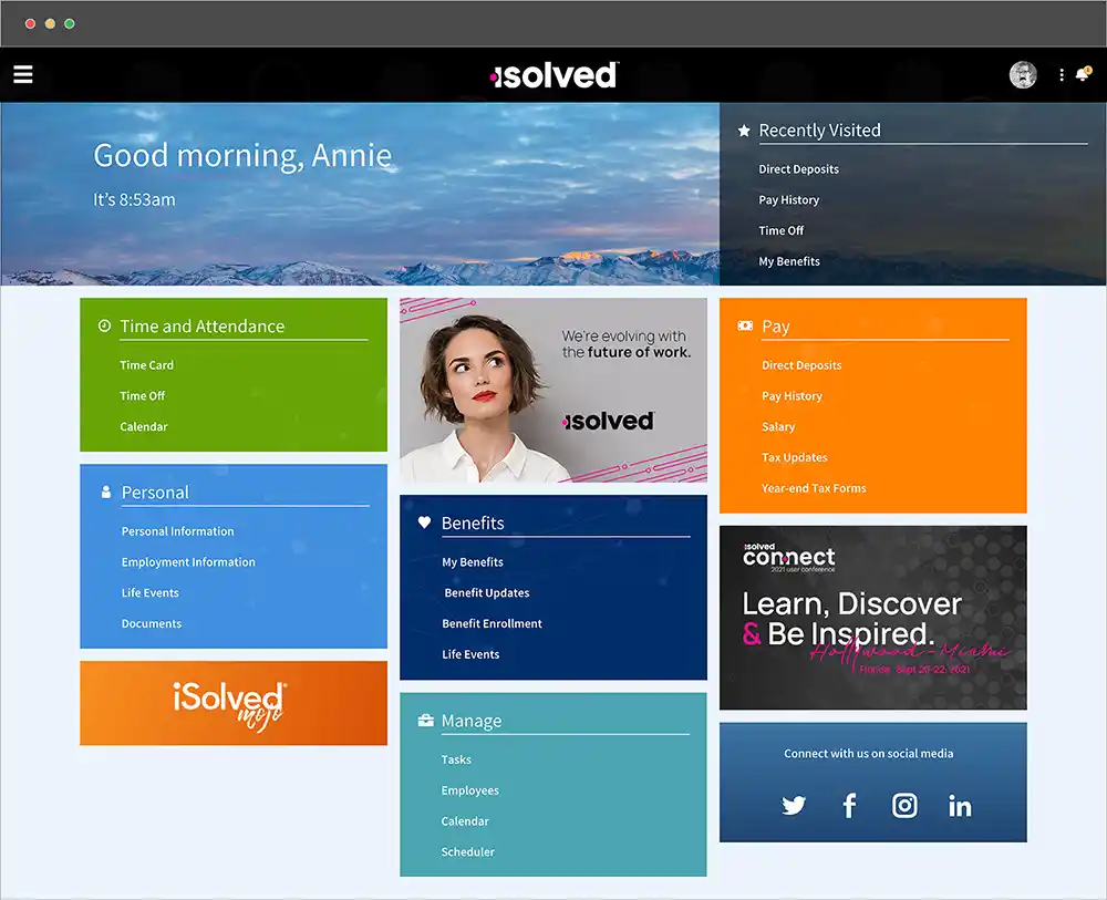 Screenshot of isolved platform dashboard
