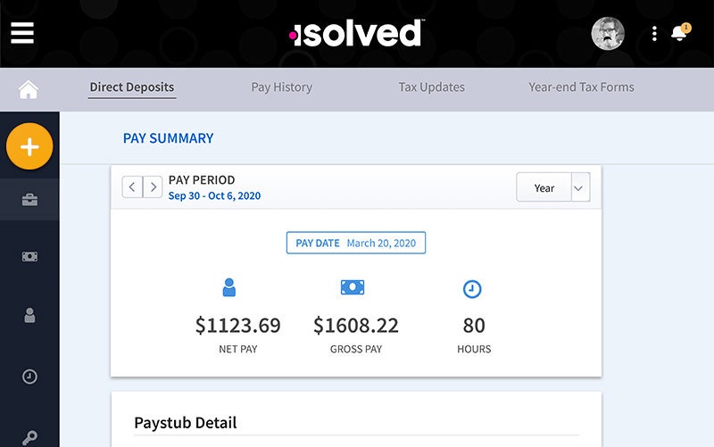 Pay summary showing direct deposit history in isolved People Cloud.