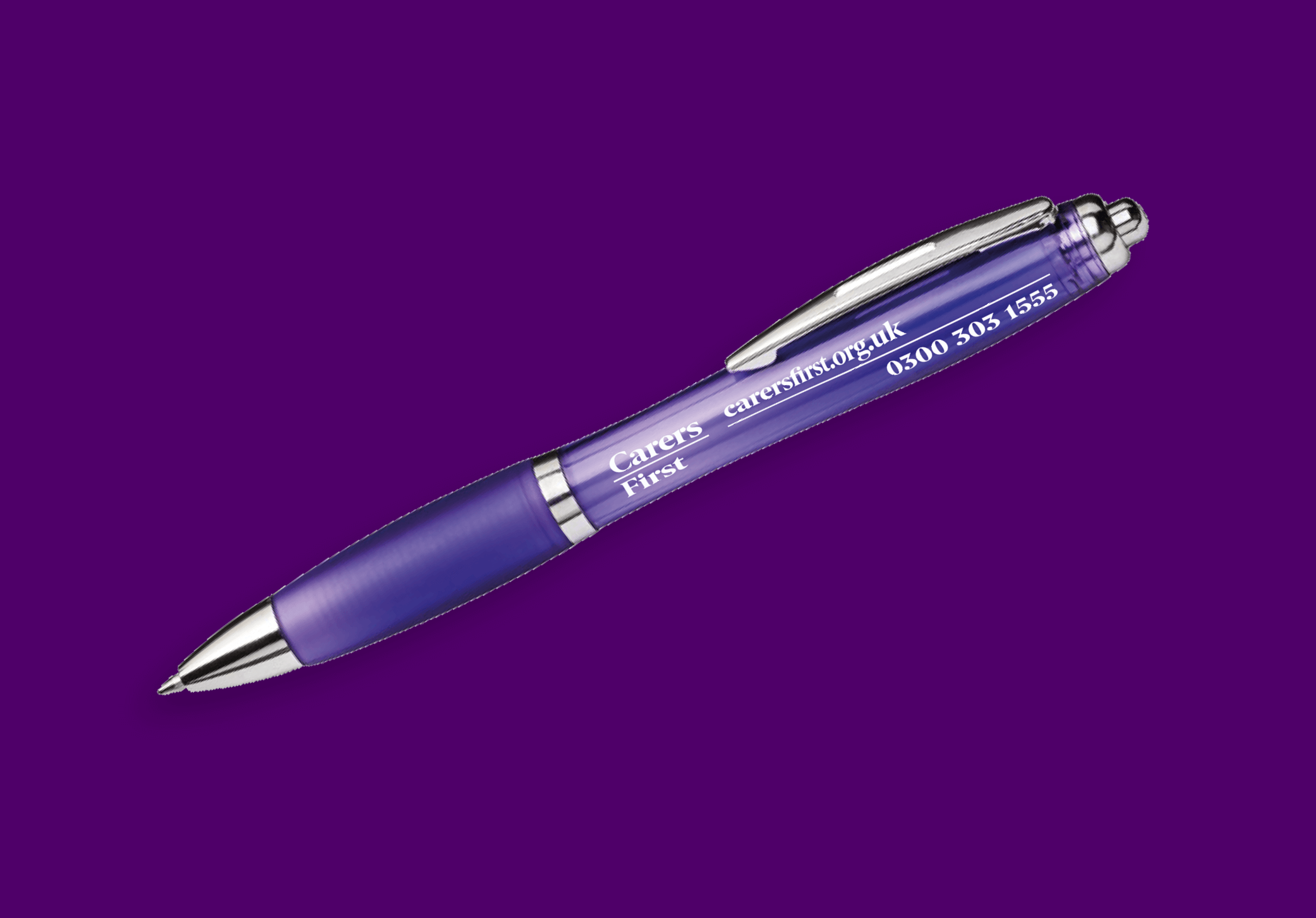 Carers first branded purple pen