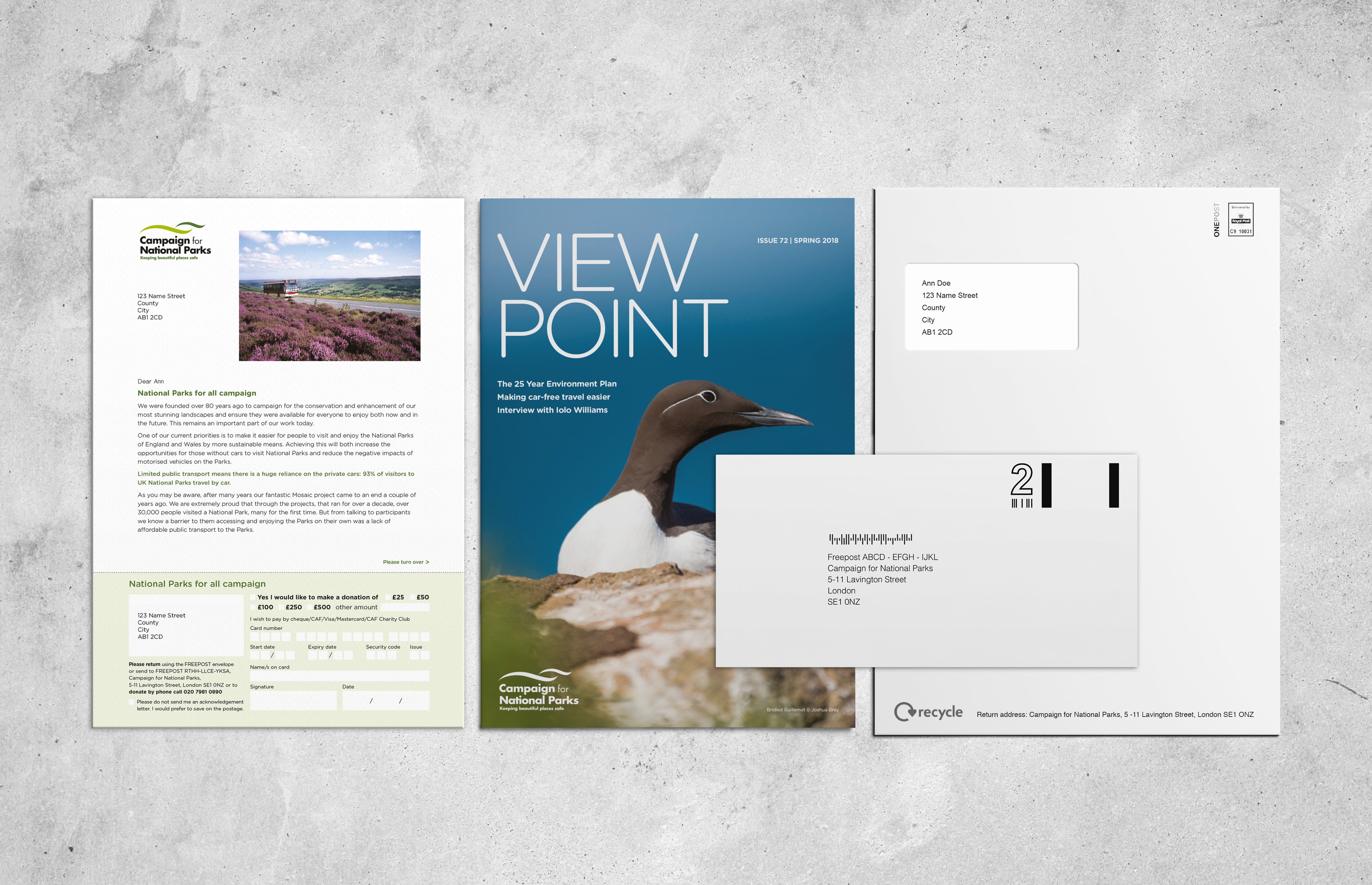 Campaign for National Parks printed magazine and direct mail letter