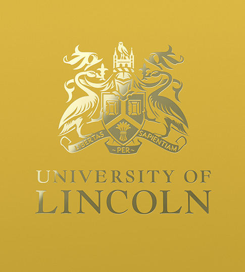University of Lincoln logo in gold foil