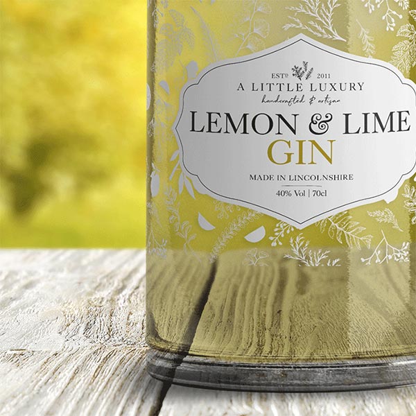 A Little Luxury lemon and lime gin label mockup