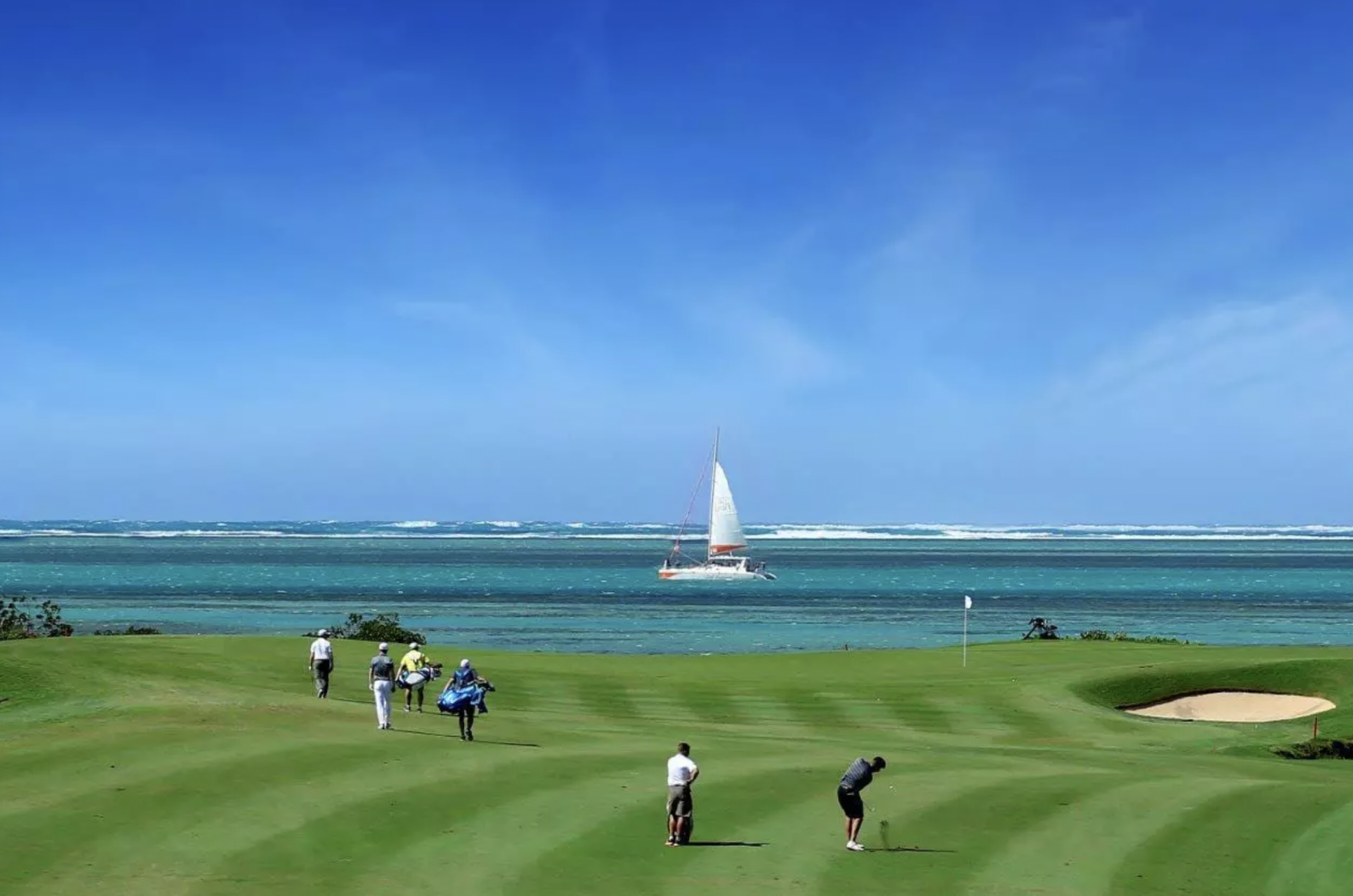 Golfers at Anahita Golf Club, Mauritius