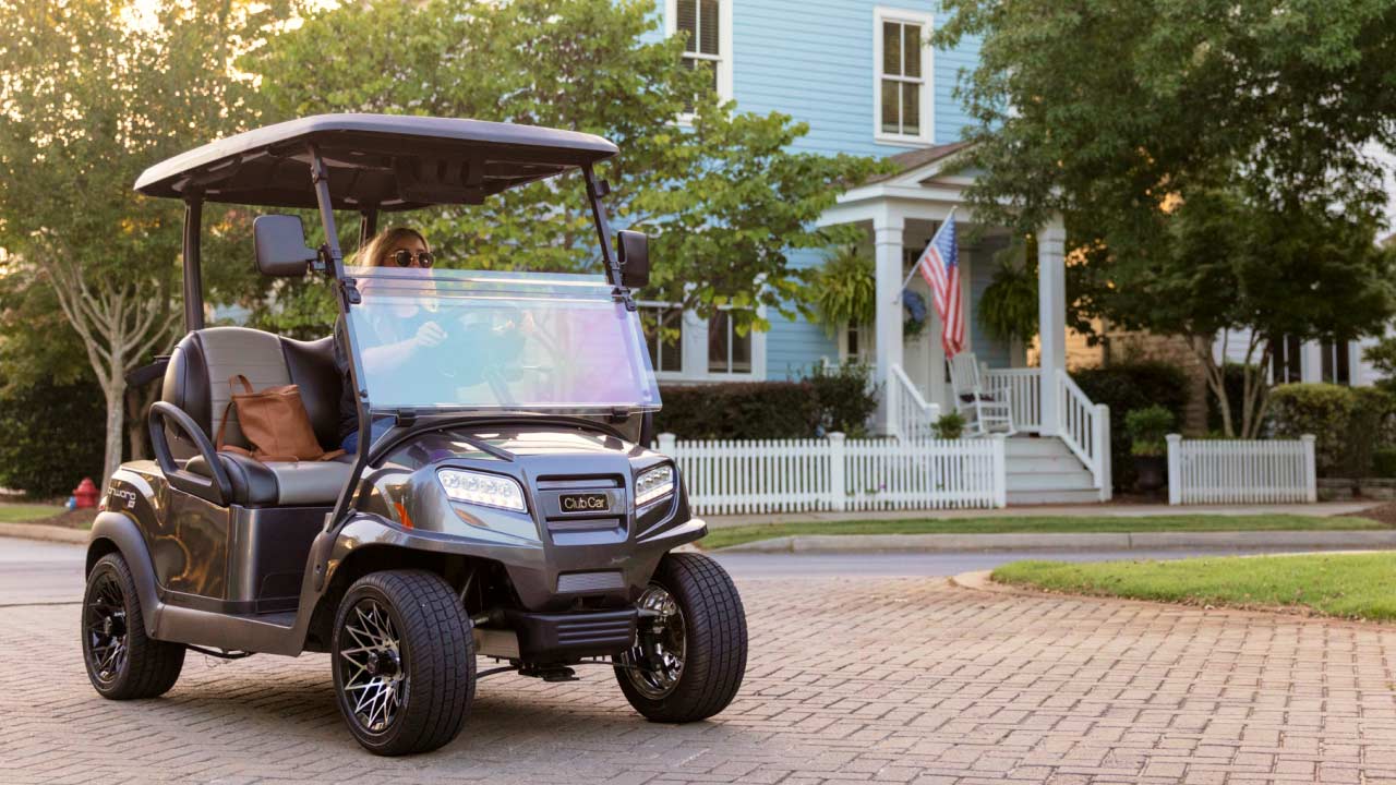 Onward 2 passenger golf cart with custom wheels and seats