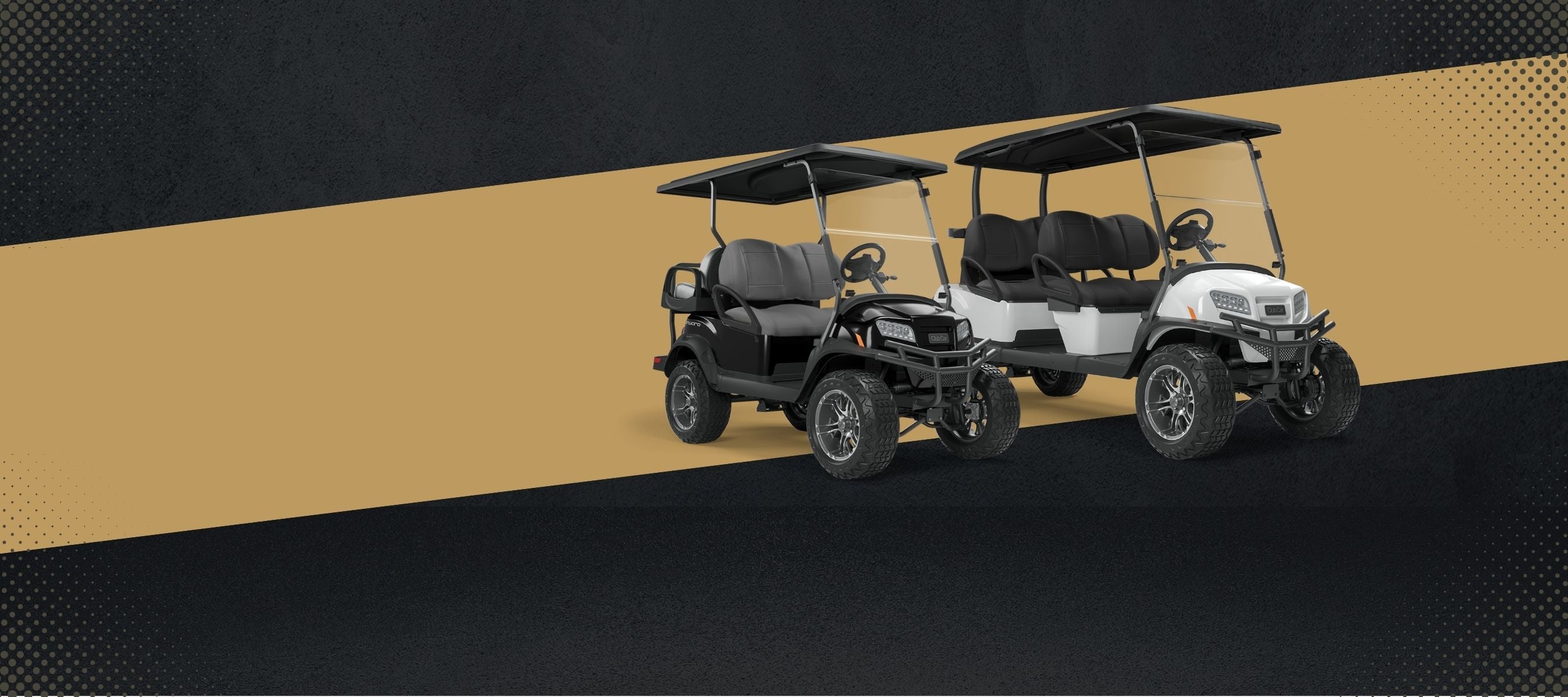 Two Club Car golf carts.