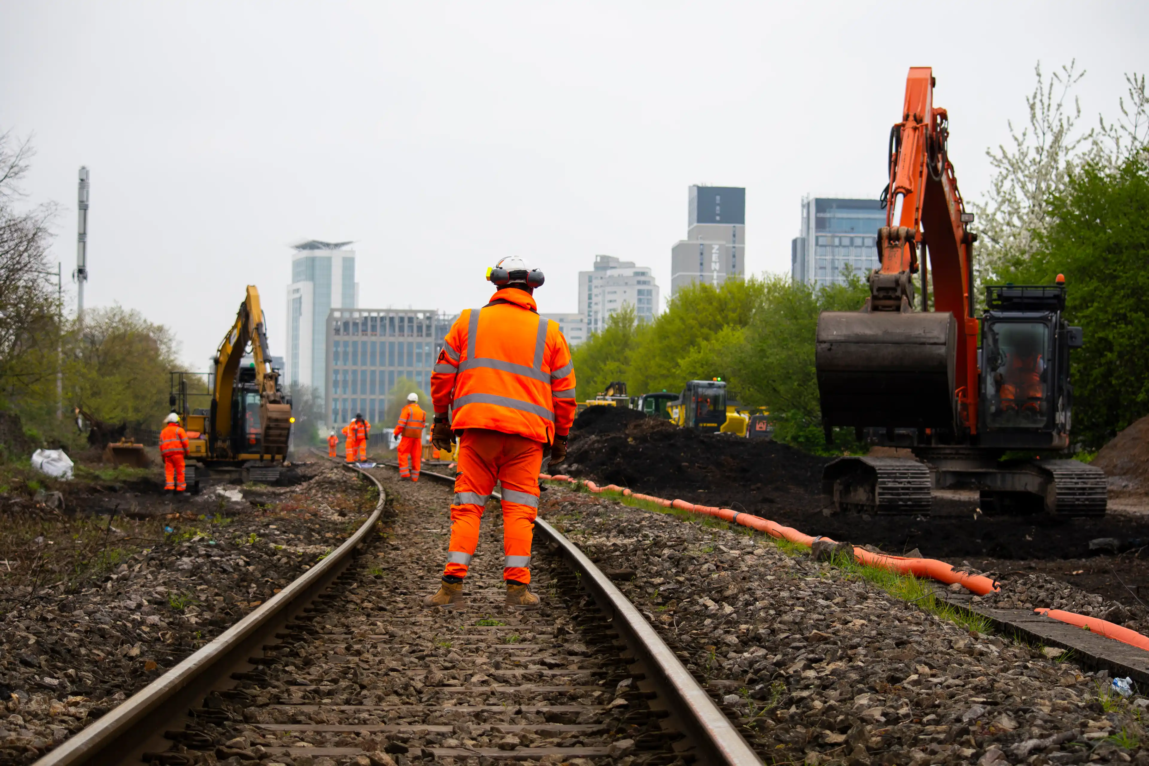 Railway construction work in England